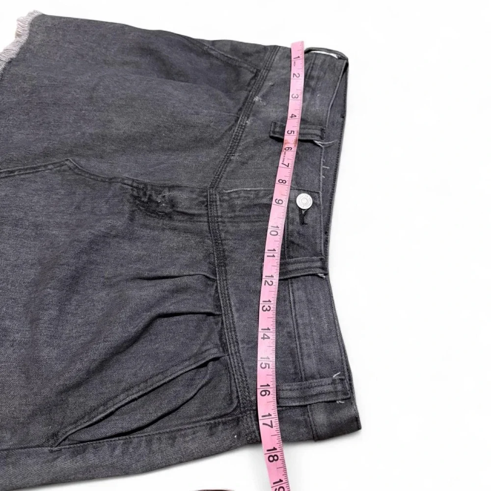 Free People Sidecar Denim Mini Skirt Black Raw Hem High Rise Size 31
